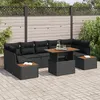 Image de Vidaxl Ensemble De CanapÃ©s De Jardin De 8 PiÃ¨ces Avec Coussins Noir Rattan Poly