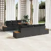 Image de Ensemble De CanapÃ© De Jardin De 9 PiÃ¨ces Noir Avec Coussins En Poly Rattan, CanapÃ© De Jardin 2 Places Noir Avec Rangement Et Coussins En Poly Rattan