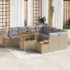 Image de Ensemble De CanapÃ©s De Jardin 9 PiÃ¨ces Avec Coussins Beige Poly Rattan, CanapÃ© De Jardin 2 Places Avec Rangement & Coussins Beige Poly Rattan
