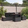 Image de Ensemble De CanapÃ© De Jardin De 6 PiÃ¨ces Avec Coussins En Poly Rattan Noir, CanapÃ© De Jardin 2 Places Avec Rangement & Coussins En Poly Rattan Noir