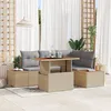 Image de Ensemble De CanapÃ©s De Jardin 5 PiÃ¨ces Avec Coussins Beige En Rattan Poly, CanapÃ© De Jardin 2 Places Avec Rangement Et Coussins Beige En Rattan Poly