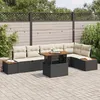Image de CanapÃ© De Jardin 7 PiÃ¨ces Avec Coussins Noir Poly Rotin, CanapÃ© De Jardin 2 Places Avec Rangement Et Coussins Noir Poly Rotin