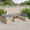 Image de CanapÃ© De Jardin En 11 PiÃ¨ces Vidaxl Avec Coussins Beige Rattan Poly, CanapÃ© De Jardin 2 Places Vidaxl Avec Rangement & Coussins Beige Rattan Poly