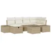 Image de Vidaxl Ensemble De CanapÃ© De Jardin 7 PiÃ¨ces Avec Coussins Beige Poly Rattan