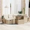 Image de Ensemble De 7 PiÃ¨ces De CanapÃ©s De Jardin Avec Coussins Beige Rattan Pe, CanapÃ© De Jardin 2 Places Avec Coussins Beige Rattan Pe