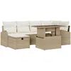 Image de Vidaxl Ensemble De CanapÃ© De Jardin 7 PiÃ¨ces Avec Coussins Rattan Poly Beige