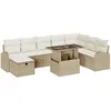 Image de vidaXL Ensemble de Sofa de Jardin de 9 piÃ¨ces avec Coussins Beige en Rattan Poly