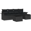 Image de Ensemble CanapÃ© Jardin Vidaxl 6 PiÃ¨ces Avec Coussins Noir Poly Rotin, CanapÃ© Jardin 2 Places Vidaxl Avec Rangement & Coussins Noir Poly Rotin