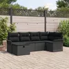 Image de Ensemble De CanapÃ© De Jardin 6 PiÃ¨ces Avec Coussins En Poly Rattan Noir, CanapÃ© De Jardin 2 Places Avec Rangement Et Coussins En Poly Rattan Noir