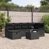 Image de Vidaxl Ensemble De CanapÃ© De Jardin 7 PiÃ¨ces Avec Coussins En Poly Rattan Noir, Vidaxl CanapÃ© De Jardin 2 Places Avec Rangement Et Coussins En Poly Rattan Noir