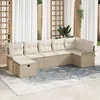 Image de Vidaxl Ensemble De CanapÃ© De Jardin 7 PiÃ¨ces Avec Coussins Beige En Poly Rattan, Vidaxl CanapÃ© De Jardin 2 Places Avec Rangement Et Coussins Beige En Poly Rattan