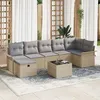 Image de Vidaxl Ensemble De CanapÃ© De Jardin 8 PiÃ¨ces Avec Coussins En Poly Rattan Beige, Vidaxl CanapÃ© De Jardin 2 Places Avec Rangement Et Coussins En Poly Rattan Beige