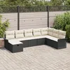 Image de Ensemble De CanapÃ©s De Jardin 8 PiÃ¨ces Avec Coussins En Poly Rotin Noir, CanapÃ© De Jardin 2 Places Avec Rangement Et Coussins