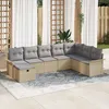 Image de Ensemble De CanapÃ© De Jardin 8 PiÃ¨ces Avec Oreillers En Rattan Poly Beige, CanapÃ© De Jardin 2 Places Avec Rangement Et Oreillers En Rattan Poly Beige