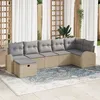 Image de Ensemble De CanapÃ© De Jardin 7 PiÃ¨ces Avec Coussins Beige Rattan Poly, CanapÃ© De Jardin 2 Places Avec Rangement & Coussins Beige Rattan Poly
