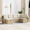 Image de Ensemble De CanapÃ©s Vidaxl 6 PiÃ¨ces Avec Coussins Beige Rotin Poly, CanapÃ© De Jardin 2 Places Avec Rangement Et Coussins Beige Rotin Poly