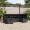Image de CanapÃ© De Jardin 6 PiÃ¨ces Avec Coussins En Rotin Poly Noir, CanapÃ© De Jardin 2 Places Avec Rangement Et Coussins En Rotin Poly Noir