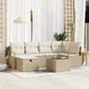 Image de Ensemble De CanapÃ© De Jardin Vidaxl 7 PiÃ¨ces Avec Coussins Beige Poly Rattan, CanapÃ© De Jardin Vidaxl 2 Places Avec Rangement Et Coussins Beige Poly Rattan