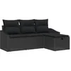 Image de Vidaxl Ensemble De CanapÃ© De Jardin 4 PiÃ¨ces Avec Coussins Noir En Poly Rattan