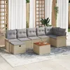 Image de Vidaxl Ensemble De CanapÃ© De Jardin 8 PiÃ¨ces Avec Coussins Beige Poly Rattan, Vidaxl CanapÃ© De Jardin 2 Places Avec Rangement & Coussins Beige Poly Rattan