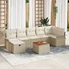 Image de Vidaxl Ensemble De CanapÃ©s De Jardin 8 PiÃ¨ces Avec Coussins Beige Rotin, Vidaxl CanapÃ© De Jardin 2 Places Avec Rangement & Coussins Beige Rotin