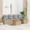 Image de Ensemble De CanapÃ©s De Jardin Vidaxl 6 PiÃ¨ces Avec Coussins Beige Poly Rattan, CanapÃ© De Jardin De 2 Places Vidaxl Avec Rangement & Coussins Beige Poly Rattan
