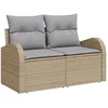 Image de Vidaxl CanapÃ©s De Jardin 7 PiÃ¨ces Avec Coussins Beige Rattan Poly, Vidaxl CanapÃ© 2 Places Avec Rangement & Coussins Beige Rattan Poly