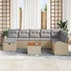 Image de Ensemble De CanapÃ© De Jardin 9 PiÃ¨ces Avec Coussins Beige En Rattan Poly, CanapÃ© De Jardin 2 Places Avec Rangement Et Coussins Beige En Rattan Poly