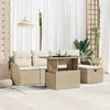 Image de CanapÃ©s De Jardin 6 PiÃ¨ces Avec Coussins En Rattan Beige, CanapÃ© De Jardin 2 Places Avec Rangement Et Coussins Beige