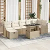 Image de Ensemble De CanapÃ© De Jardin D'8 PiÃ¨ces Avec Coussins CrÃ¨me En Poly Rotin, CanapÃ© De Jardin 2 Places Avec Rangement Et Coussins CrÃ¨me En Poly Rotin
