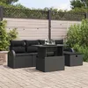 Image de CanapÃ© De Jardin 6 PiÃ¨ces Avec Coussins En Poly Rattan Noir, CanapÃ© De Jardin 2 Places Avec Rangement Et Coussins En Poly Rattan Noir
