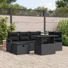 Image de Ensemble De CanapÃ© De Jardin 7 PiÃ¨ces Vidaxl Avec Coussins Noir En Rotin, CanapÃ© De Jardin 2 Places Vidaxl Avec Rangement Et Coussins Noir En Rotin