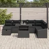 Image de Vidaxl CanapÃ© De Jardin 9 PiÃ¨ces Avec Coussins Noir En Rotin SynthÃ©tique