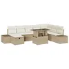 Image de vidaXL Ensemble de canapÃ© jardin 9 piÃ¨ces avec coussins Beige Poly Rotin