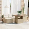 Image de Ensemble De 7 PiÃ¨ces CanapÃ© De Jardin Avec Coussins Poly Rotin Beige, CanapÃ© De Jardin 2 Places Avec Rangement Et Coussins Poly Rotin Beige