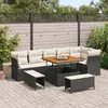 Image de Ensemble canapÃ© jardin 9 piÃ¨ces avec coussins rotin noir, Ensemble salle Ã  manger jardin 3 piÃ¨ces avec coussins rotin noir