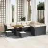 Image de Ensemble De CanapÃ©s De Jardin De 12 PiÃ¨ces Avec Coussins Noir Poly Rattan Acacia, Ensemble De Salle Ã Manger De Jardin De 3 PiÃ¨ces Avec Coussins Noir Poly Rattan Acacia