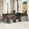 Image de Ensemble de canapÃ© jardin 13 piÃ¨ces avec coussins gris, Rotin, Ensemble salle Ã  manger jardin 4 piÃ¨ces avec coussins gris, Rotin