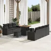 Image de CanapÃ© De Jardin De 10 PiÃ¨ces Avec Coussins En Rotin Noir Poly, Ensemble De Salle Ã Manger De Jardin De 3 PiÃ¨ces Avec Coussins En Rotin Noir Poly