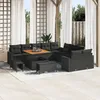 Image de Ensemble De CanapÃ© De Jardin Vidaxl 13 PiÃ¨ces Avec Coussins Noir Poly Rattan Acacia, Ensemble De Restauration Jardin Vidaxl 3 PiÃ¨ces Avec Coussins Noir Poly Rattan Acacia