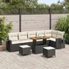 Image de Ensemble De CanapÃ©s De Jardin 9 PiÃ¨ces Vidaxl Avec Coussins Noir Poly Rattan, Ensemble De Salle Ã Manger De Jardin 3 PiÃ¨ces Vidaxl Avec Coussins Noir Poly Rattan