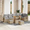 Image de Ensemble CanapÃ© Jardin vidaXL 9 PiÃ¨ces avec Coussins Beige Poly Rotin Acacia, Ensemble Salle Ã  Manger Jardin vidaXL 3 PiÃ¨ces avec Coussins Beige Poly Rotin Acacia