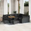 Image de Ensemble De CanapÃ©s De Jardin 12 PiÃ¨ces Avec Coussins En Rattan Poly Noir, Ensemble De Salle Ã Manger De Jardin 3 PiÃ¨ces Avec Coussins En Rattan Poly Noir