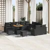 Image de Set de canapÃ© de jardin vidaXL 13 piÃ¨ces avec coussins Noir Poly rattan Acacia, Ensemble de salle Ã  manger jardin vidaXL 3 piÃ¨ces avec coussins Noir Poly rattan Acacia