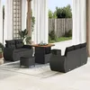 Image de Ensemble De CanapÃ© De Jardin 8 PiÃ¨ces Avec Coussins Rattan Poly Noir Acacia, Ensemble De Salle Ã Manger De Jardin 3 PiÃ¨ces Avec Coussins Rattan Poly Noir Acacia