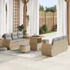 Image de Vidaxl Ensemble De CanapÃ© De Jardin 9 PiÃ¨ces Avec Coussins Beige Rattan Poly Acacia, Vidaxl Ensemble De Salle Ã Manger De Jardin 3 PiÃ¨ces Avec Coussins Beige Rattan Poly Acacia