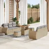 Image de Vidaxl Ensemble De Sofa De Jardin 9 PiÃ¨ces Avec Coussins Beige Rattan Poly Acacia, Vidaxl Ensemble De Salle Ã Manger De Jardin 3 PiÃ¨ces Avec Coussins Beige Rattan Poly Acacia