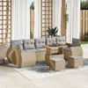 Image de Ensemble De CanapÃ©s De Jardin 10 PiÃ¨ces Avec Coussins Beige Poly Osier, Ensemble De Salle Ã Manger De Jardin 3 PiÃ¨ces Avec Coussins Beige Poly Osier