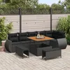 Image de Ensemble CanapÃ©s De Jardin 9 PiÃ¨ces Avec Coussins, Acacia Poly Rattan Noir, Ensemble Salle Ã Manger Jardin 3 PiÃ¨ces Avec Coussins, Acacia Poly Rattan Noir