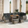 Image de Vidaxl CanapÃ© De Jardin 10 PiÃ¨ces Avec Coussins Gris Polyrotin Acacia, Vidaxl Salle Ã Manger De Jardin 4 PiÃ¨ces Avec Coussins Gris Polyrotin Acacia